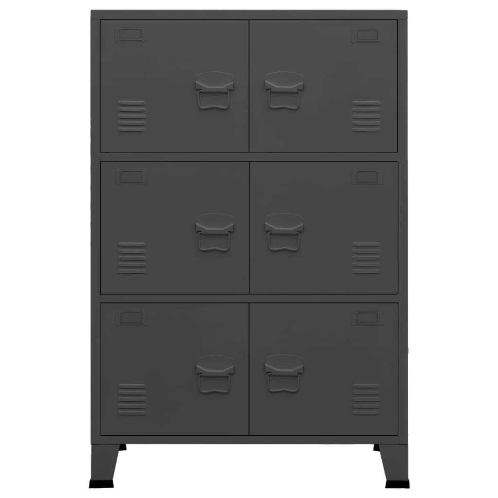 Willood Armario Industrial Documentos Oficina Despacho Archivos Estudio Almacenamiento Muebles Estante Metal Gris Antracita 75x40x115 cm