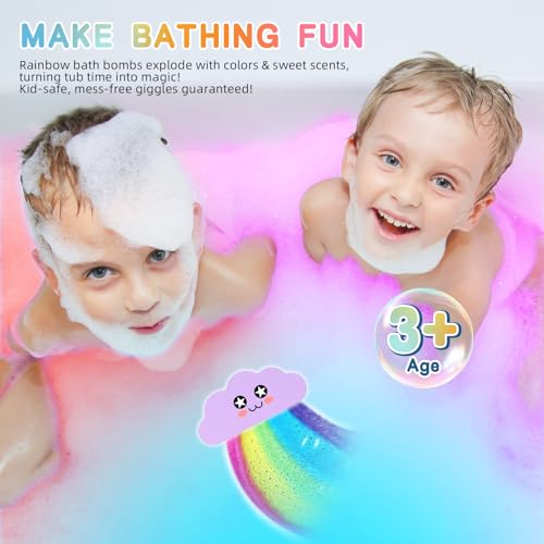 Rainbow Bath Bombs for Kids Christmas Gifts for Teens, Colorful Dissolving Bath Toys with Surprise Colors, Safe & Non-Toxic DIY Bath Time STEM Learning Activity, Boys Girls Ages 3-12 Stocking Stuffers - Image 3