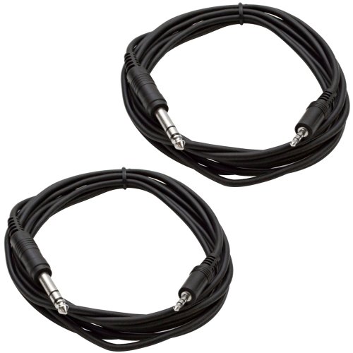 Cable patch estéreo 3.5mm a 1/4 pulg. 10 pies 2 pack miniatura 1