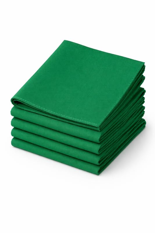 Cotton Handkerchief Pack of 6 for Men & Women | Soft & Highly Absorbent | Plain Solid Dark Green | Reusable Rumal/Hanky