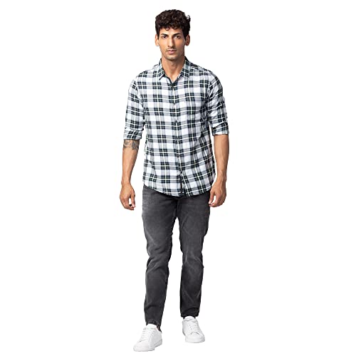 Image of Spykar Men's Slim Fit N /A Full Sleeve Checked Casual Shirts