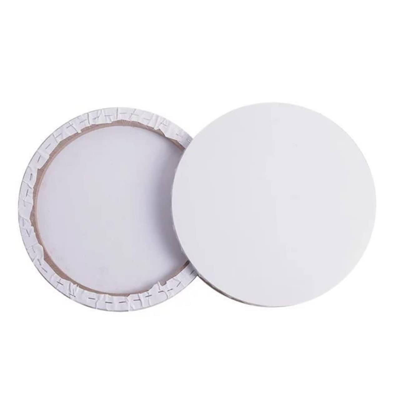 Ciieeo Marco de Madera Redondo para Lienzo de Algodón Blanco de 40cm, Grueso y Estirado, Adecuado para Pintura y Dibujo Artístico