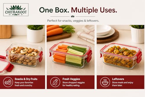 Image of Air Tight PET Storage Container Box for Kitchen & Fridge | Set of 2 300 ml | Red set
