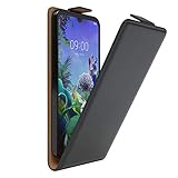 EAZY CASE Hülle kompatibel mit LG Q60 / KG50 Flip Cover zum Aufklappen, Handyhülle aufklappbar, Schutzhülle, Flipcover, Flipcase, Flipstyle Case vertikal klappbar, aus Kunstleder, Schwarz