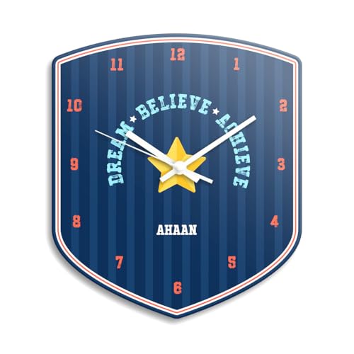 Image of Zooboo Personalized Analog Wall Clock, Custom Name Acrylic Silent Quartz Movement Wall Clock with Sleek Modern Design, Ideal for Birthdays (Design - Jersey Number), 30x30 cm, Multicolor