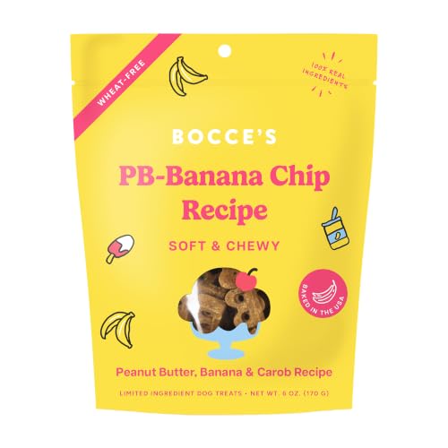 Bocce's Bakery PB Banana Chip Recipe Treats for Dogs, Wheat-Free Everyday Dog Treats, Real...