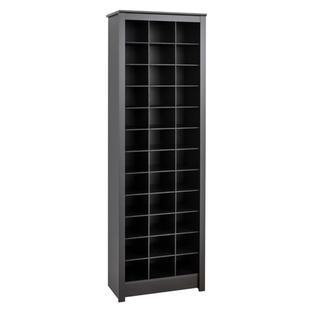 Pemberly Row Modern Space-Saving Shoe Storage Cabinet in Black