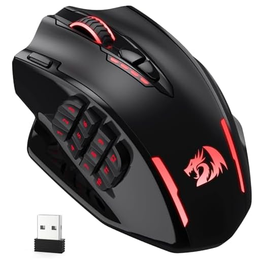 Redragon M913 Impact Elite Wireless Gaming Maus, 16000 DPI Verkabelte/Kabellose RGB Maus mit 16 Programmierbaren Tasten, 45 Std. Batteriebetrieb und Optischem Pro-Sensor, 12 Seitentasten MMO-Maus