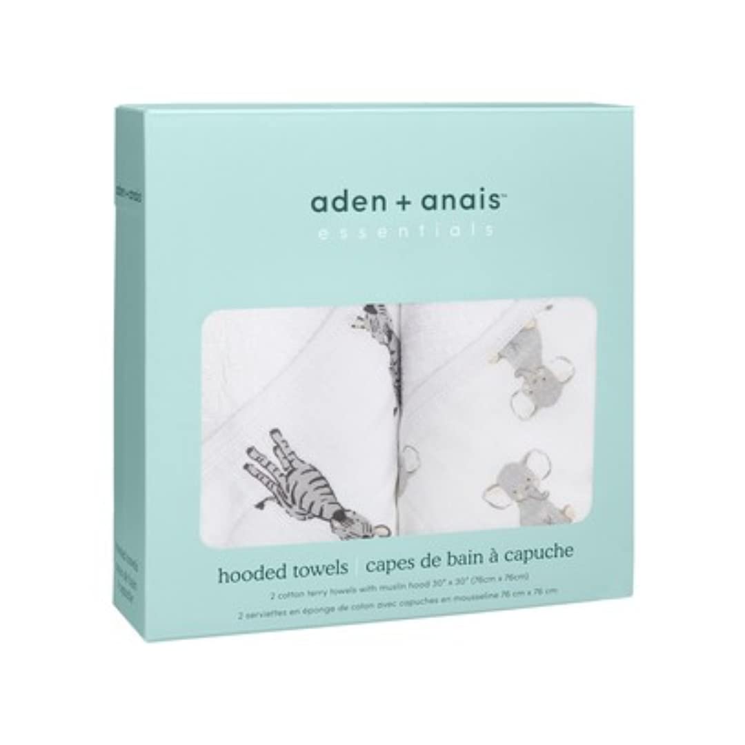 aden + anais Essentials - Asciugamano con cappuccio in 100% cotone, per ragazzi e ragazze, morbido asciugamano da bagno per bambini, bambini piccoli e neonati, confezione da 2