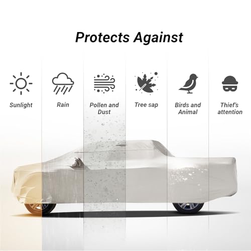 Image of Coverland Custom Truck Cover for 1999-2016 Ford F-250, F-350 Super Duty, Super Cab, 6.8 ft. Regular Bed, Waterproof & Wind Protection, All Weather Covers, UV, Snow Protector, Stripe(Light Gray /Black)