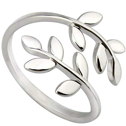 Jude Jewelers Stainless Steel Tree Leaf Style Statement Promise Anniversary Ring (Silver, 9)
