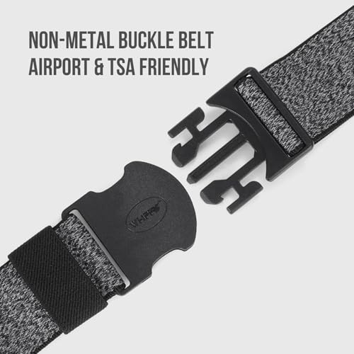 Image of WHIPPY Mens Elastic Stretch Belt Unisex Adventure Web Belt for Women Men with Non-Metal Buckle Adjustable Belts
