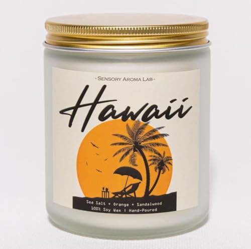 Sea Salt & Orange & Sandalwood Soy Wax Candle 7OZ - Hawaiian Gifts Hawaiian Decor Hawaii Gifts for Women Friends Family