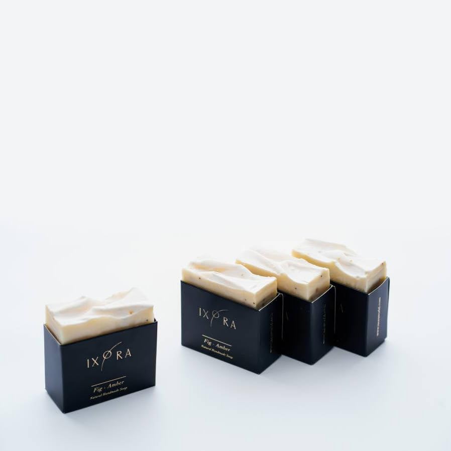 Ixora Fig Amber Natural Handmade Soap - Rejuvenates, Nourishes, and Moisturizes Skin, Supports Rejuvenation, and Fights Wrinkles