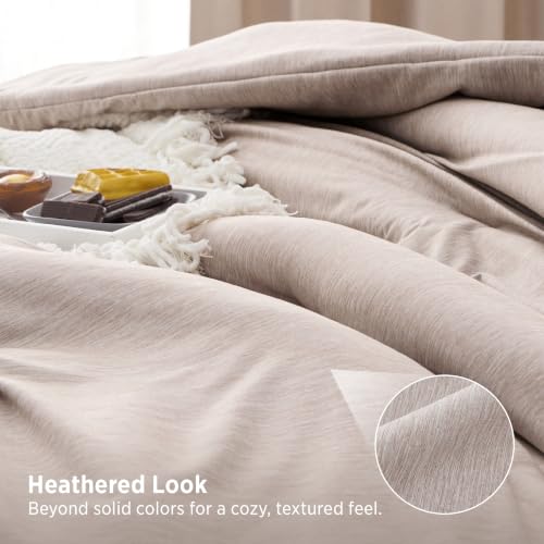 Image of Bedsure Oversized King Comforter Set - Warm Taupe Soft Bedding for All Seasons, Cationic Dyed Bed Set, 3 Pieces, 1 Oversized King Size Comforter (120 inchx 98 inch) and 2 Pillow Shams (20 inchx 36 inch+2 inch)