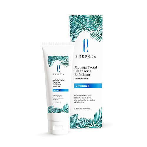 Gentle Facial Cleanser for Sensitive Skin Vitamin E, Dual Foam Action Natural Face Wash and Exfoliator Pore Minimizer, Balancing Oily Skin Daily for Men and Women - Energia