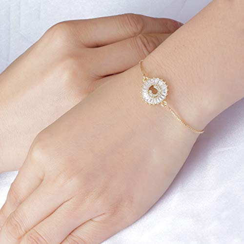 COTTVOTT Charms Initial Letter Bracelet Women A-Z Alphabet Adjustable Chain Bracelets 4 Colors (C, Gold Color) - Image 3