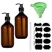 SOSPIRO 2 Stück 500 ml Nachfüllbare Leere Shampooflaschen inkl. 1 Trichter, 2 PVC Etiketten,1 Weißer Stift Kunststoffpresse Spender für Flüssigseife Shampoo Conditioner Duschgel