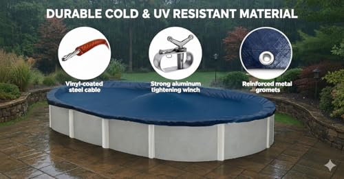 Winter Block Aboveground Pool Winter Cover, Fits 10’ x 15’ Oval, Solid Blue – Includes Winch and Cable for Easy Installation – Superior Strength & Durability, Treated for UV Protection, WC1015OV by Winter Block - Image 3