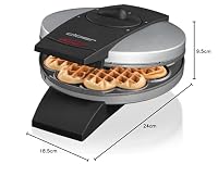 Cloer 1629 Waffeleisen für klassische Herzwaffeln, 930 W, Waffelgröße 15,5 cm, stufenlos wählbarer Bräunungsgrad, Metall, Silber – Ansicht 8