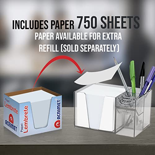 Acrimet Desktop Organizer Pencil Paper Clip Caddy Holder (Plastic) (With Paper) (Clear Crystal Color) #TOP6