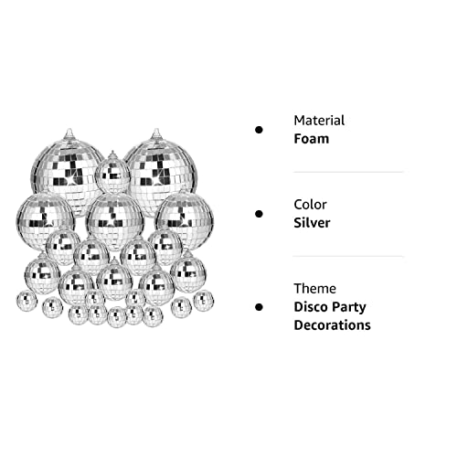 Marforever 40 Pcs Mirror Disco Balls Reflective Mirror Ball Ornaments Silver Hanging Ball 70S Disco Theme Party Decor For Christmas Tree Party Home Decorations, 4 Sizes, 1.2/2/3.2/4 Inch #TOP7