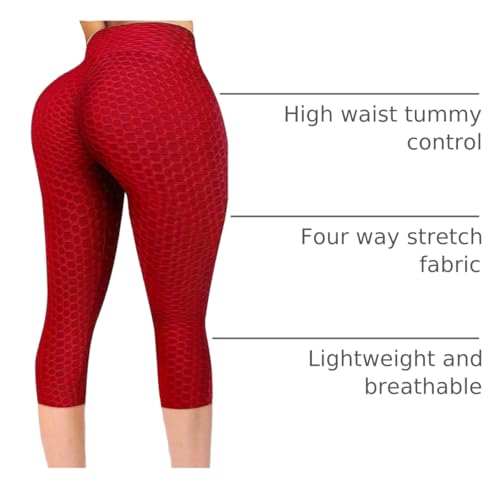 JGS1996 High Waist Capri Leggings for Women Butt Lift Workout Yoga Pants Booty Workout Running Tummy Control Tights - Thumbnail 4