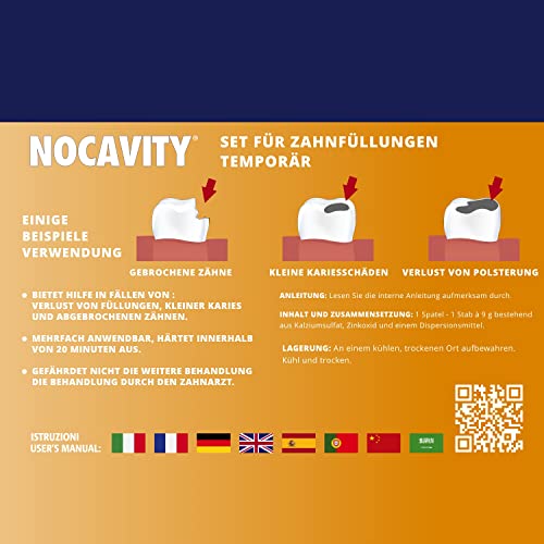 Zahnzement Nocavity für temporäre Zahnfüllungen und Isolierung