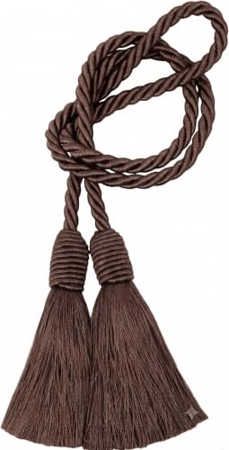 Image of 4 Pack Curtain Tiebacks Handmade Decorative Curtain Holdbacks Rope with Tassel - Brown