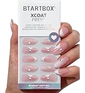 BTArtbox French Tip Press On Nails - Lamp-Curable 3D Medium Almond Press On Nails with Glue for W...