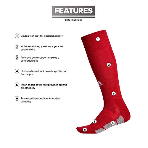 Adidas Utility All Sport Over The Calf (Otc) Socks (1-Pair), Team Power Red/Light Onix Grey/White, X-Small #TOP1
