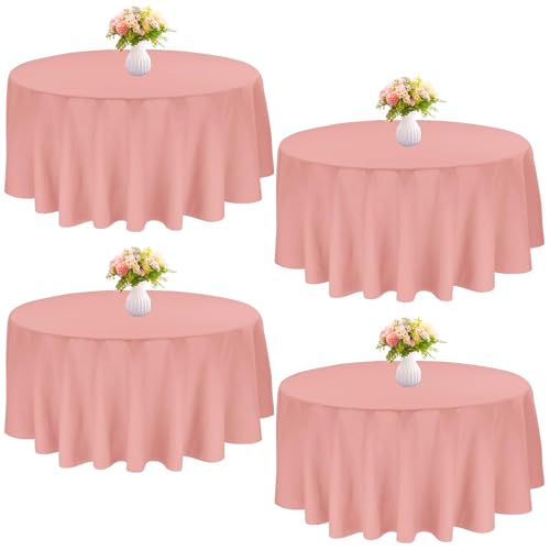 Dusty Rose 4 Pack Round Polyester Tablecloths 120"