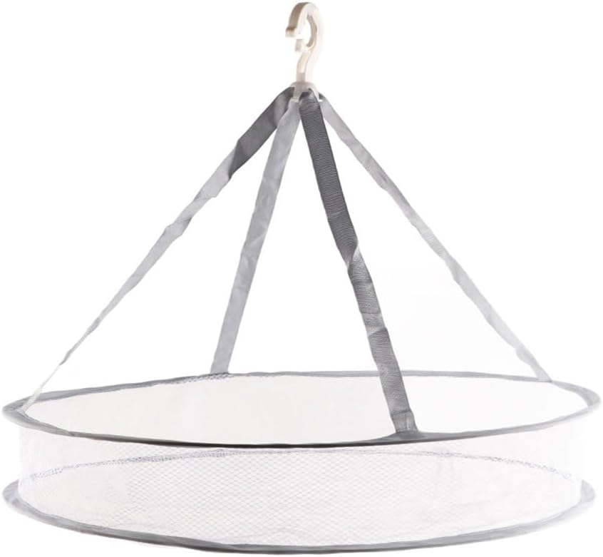 23.6 Inch Grey Fabric Hanging Dry Rack Space Saving Foldable Laundry Organizer Breathable Mesh Drying Rack for Sweaters & Shirts