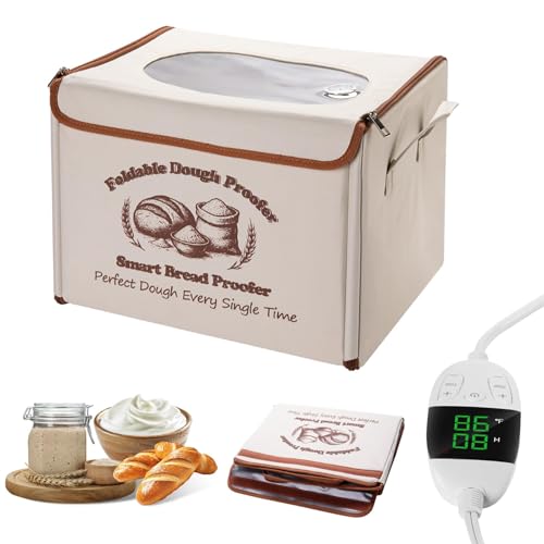 Foldable Dough Proofer Box with 70-130℉ Temp Control & 12H Timer, Proofing Box for Sourdough, Bread Baking, Pizza, Yogurt, Kombucha, Space-Saving & 5-Layer Fabric