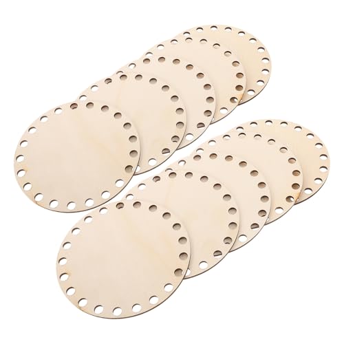 SAFIGLE - SAFIGLE 10 Fonds de Panier en Bois Naturel Rond 10 CM Base pour Paquet à Main et Panier au Crochet Support pour Tissage et Bricolage Fournitures de Vannerie Écologiques 10 Pièces Kaki