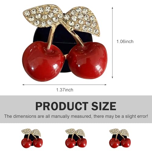 Image of Shakas 4 PCS Cherry Car Air Conditioner Vent Ornament, Creative Funny Small Fresh Style Alloy Aromatherapy, Clip-on Mounting Retrofit Accessory, Suitable for Most Cars (Red)