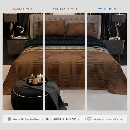 Image of Stoa Paris 100% Bamboo Cotton King Bedsheet with 2 Pillow Covers, 200TC Printed Bed Set, Breathable, All-Season Comfort, Aesthetic Home Decor, Imperial Grandeur - Amazonite Splendour (228cmx274cm)