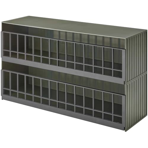 YAMAZAKIHome Two-Tier Toy Dinosaur and Animal Display Storage Rack, Childrens' Toy Bin Organizer Box, Plastic, Stackable, No Assembly Req.