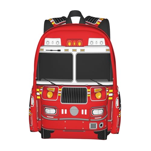Droerfes Fire Truck Backpack School Bag Lightweight Bookbag Laptop Travel Daypack For Kids Girls Boys Teens