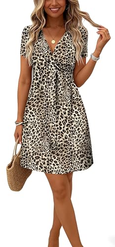 Image of LLHXRUI Sundresses for Women Sleeveless Boho Summer Dress Elegant Vacation Tank Dresses Casual Tunic Short Sun Dress