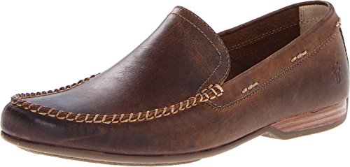 Image of Frye Lewis Venetian Loafers for Men Hand-Crafted with Antique Pull-Up Leather with Moccasin Construction, Full Rubber Outsole, and Modified Heel