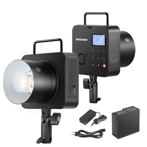 NEEWER Q4 400Ws 2,4G TTL Flash, 1/8000 HSS Tout en Un Lumière Stroboscopique Photographie Monolight avec Lampe de Modélisation 30W/400 Flash Pleine Puissance/Batterie au Lithium 21,6V 2800mAh