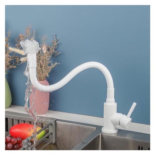 Robinet d'évier flexible pour laver les grands plats, mitigeur blanc cuisine