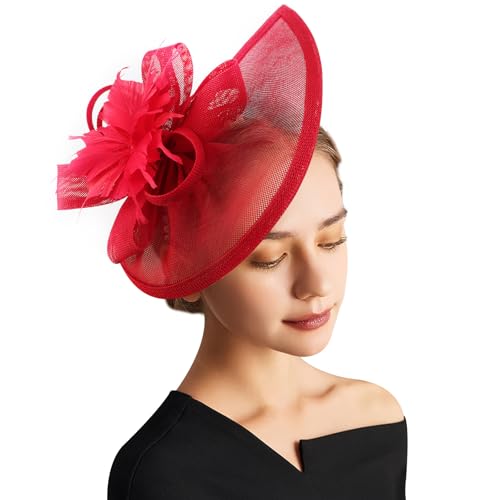 Image of DRESHOW Women Fascinator Hats Tea Party Hat Vintage Pillbox Hat Headband for Cocktail