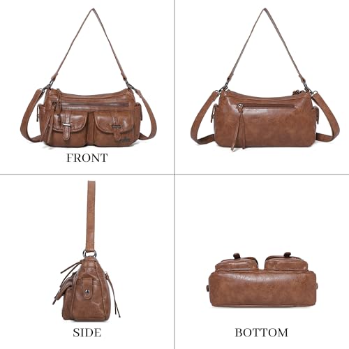 Image of Angel Kiss Hobo Purses for Women Crossbody Shoulder Bag Ladies Multi Pocket Handbags with Adjustable Shoulder Strap | Soft Vegan Leather