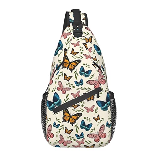 Cute Butterfly Sling Bag Crossbody Chest Daypack Casual Backpack Travel Hiking Shoulder Bags for Women Men