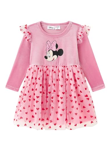 Image of Disney Girls' Tulle Tutu Dress Birthday Party Outfit Baby /Toddler | Officially Licensed, Frozen Elsa, Minnie, Princess, Velvet Top with Belt, Multi-Layer Mesh Skirt, Ruffle Long Sleeve Clothes
