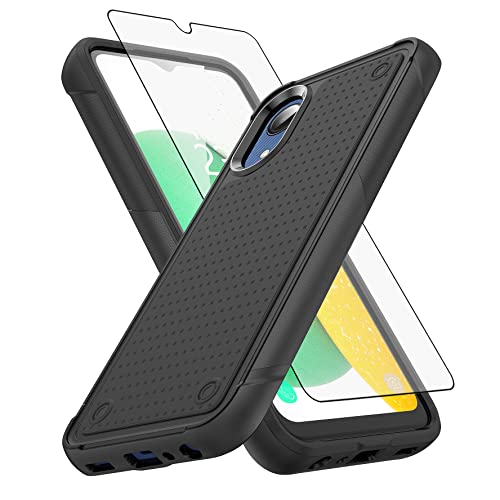 Asuwish Phone Case for Samsung Galaxy A03 Core with Tempered Glass Screen Protector Cover and Cell Accessories Protective Rugged Dual Layer Ao3 Core SM-A032/DS A032 A032M A032S SM Women Men Black