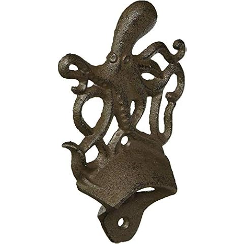 Hampton Nautical Cast Iron Wall Mounted Octopus 6" Bottle Opener Cover