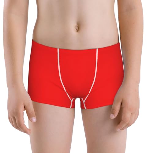 Boys' Cotton Boxer Brief Soft Underwear-Red